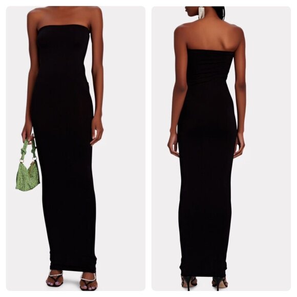 NWT Wolford Fatal Strapless Stretch Bodycon Tube Maxi Dress Sz L Tar Gray - Picture 1 of 9